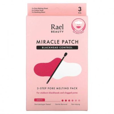 Rael, Inc., Beauty, Miracle Patch, средство от угрей, 3-ступенчатое средство для устранения пор, 1 набор / Тканевые маски | Аптека | V4.Ru: Маркетплейс