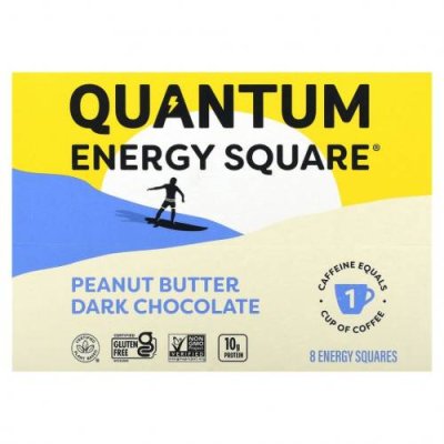 QUANTUM ENERGY SQUARE, Темный шоколад с арахисовой пастой, 8 квадратов по 48 г (1,69 унции) / Энергетические батончики | Аптека | V4.Ru: Маркетплейс