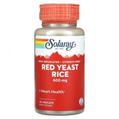 Solaray, Red Yeast Rice, 600 mg, 45 VEGCAPS / Красный дрожжевой рис | Аптека | V4.Ru: Маркетплейс