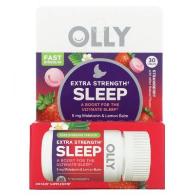 OLLY, Extra Strength Sleep, клубника, 30 таблеток / Снотворные | Аптека | V4.Ru: Маркетплейс