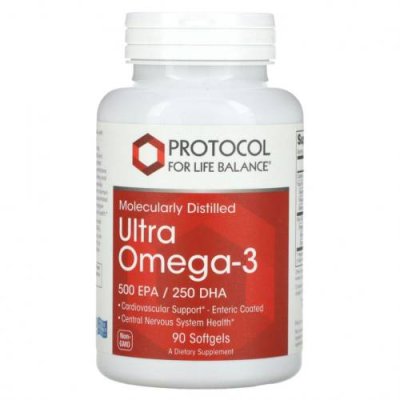 Protocol for Life Balance, Ultra Omega-3, 500 ЭПК / 250 ДГК, 90 мягких таблеток / Рыбий жир омега-3 | Аптека | V4.Ru: Маркетплейс