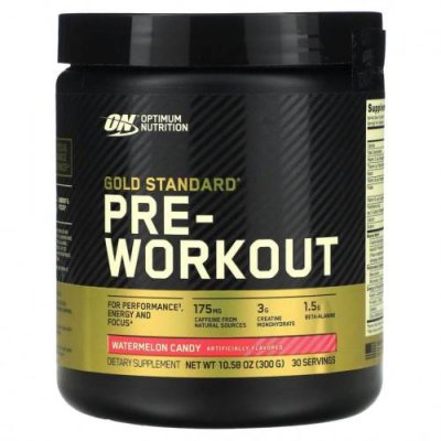 Optimum Nutrition, Gold Standard Pre-Workout, арбузные конфеты, 300 г (10,58 унции) / Кофеин | Аптека | V4.Ru: Маркетплейс