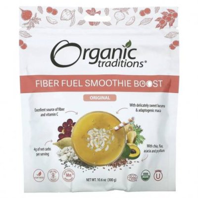 Organic Traditions, Fiber Fuel Smoothie Boost, оригинальный, 300 г (10,6 унции) / Смеси зелени и суперфудов | Аптека | V4.Ru: Маркетплейс