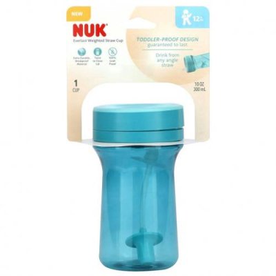 NUK, Everlast Weighted Straw Cup, для детей от 12 месяцев, бирюзовый, 300 мл (10 унций) / Чашки | Аптека | V4.Ru: Маркетплейс