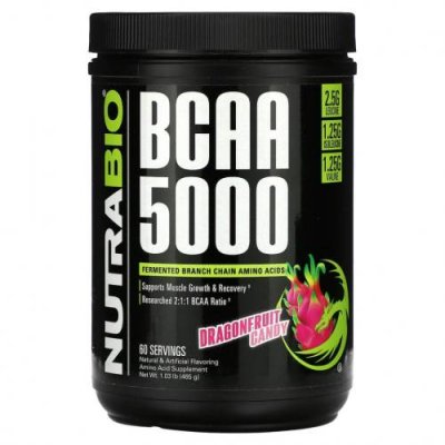 Nutrabio Labs, BCAA 5000, конфеты из драконьего фрукта, 465 г (1,03 фунта) / BCAA | Аптека | V4.Ru: Маркетплейс