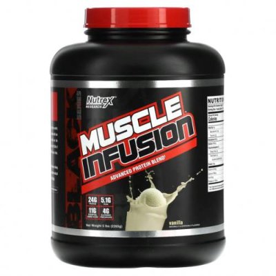 Nutrex Research, Muscle Infusion, улучшенная протеиновая смесь, ваниль, 2265 г (5 фунтов) / Сывороточные белковые смеси | Аптека | V4.Ru: Маркетплейс