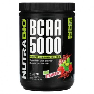 Nutrabio Labs, BCAA 5000, киви и клубника, 401 г (0,88 фунта) / BCAA | Аптека | V4.Ru: Маркетплейс