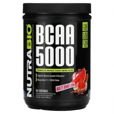 Nutrabio Labs, BCAA 5000, арбуз, 380 г (0,84 фунта) / BCAA | Аптека | V4.Ru: Маркетплейс