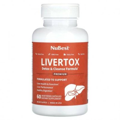 NuBest, Livertox, 60 вегетарианских капсул / Препараты для печени | Аптека | V4.Ru: Маркетплейс