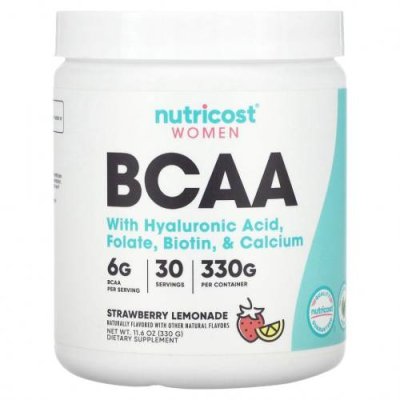 Nutricost, Для женщин, BCAA, клубничный лимонад, 6 г, 330 г (11,6 унции) / BCAA | Аптека | V4.Ru: Маркетплейс