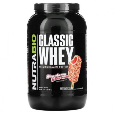 Nutrabio Labs, Classic Whey Protein, клубничное песочное печенье, 907 г (2 фунта) / Концентрат сывороточного протеина | Аптека | V4.Ru: Маркетплейс