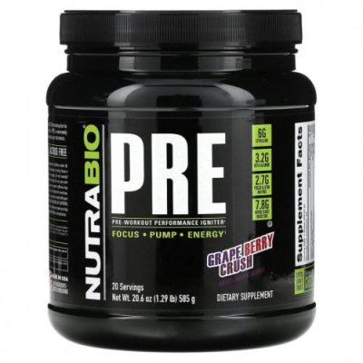 Nutrabio Labs, Pre-Workout Performance Igniter, Grape Berry Crush, 585 г (1,29 фунта) / Стимуляторы | Аптека | V4.Ru: Маркетплейс