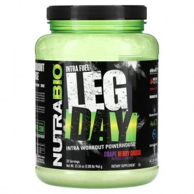 Nutrabio Labs, Intra Fuel Leg Day, Grape Berry Crush, 946 г (2,08 фунта) / Стимуляторы | Аптека | V4.Ru: Маркетплейс