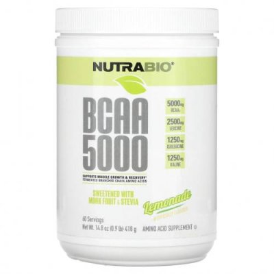 Nutrabio Labs, BCAA 5000, лимонад, 418 г (0,9 фунта 14,8 унции) / BCAA | Аптека | V4.Ru: Маркетплейс