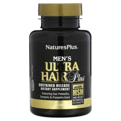 NaturesPlus, Men's Ultra Hair Plus, с МСМ и отборными растительными экстрактами, 60 таблеток / Препараты для волос, кожи и ногтей | Аптека | V4.Ru: Маркетплейс