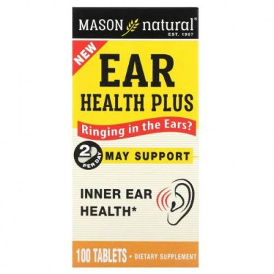 Mason Natural, Ear Health Plus, 100 Tablets / Уход за ушами | Аптека | V4.Ru: Маркетплейс