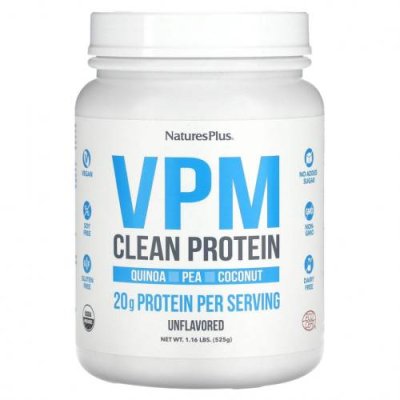 NaturesPlus, VPM Clean Protein, без добавок, 525 г (1,16 фунта) / Растительные смеси | Аптека | V4.Ru: Маркетплейс