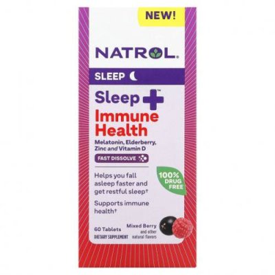 Natrol, Sleep + Immune Health, ягодная смесь, 60 таблеток / Снотворные | Аптека | V4.Ru: Маркетплейс