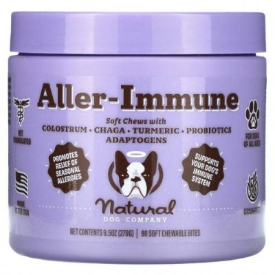 Natural Dog Company, Aller-Immune, для всех возрастов, 90 жевательных таблеток, 270 г (9,5 унции) / Травы для питомцев | Аптека | V4.Ru: Маркетплейс