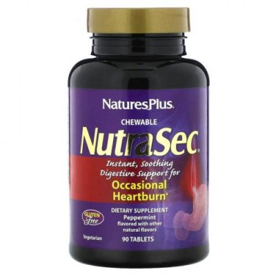 NaturesPlus, Жевательные NutraSec, перечная мята, 90 таблеток / Мята | Аптека | V4.Ru: Маркетплейс