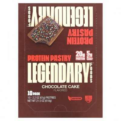 Legendary Foods, Protein Pastry, шоколадный торт, 10 пакетиков, 61 г (2,2 унции) / Протеиновые снеки | Аптека | V4.Ru: Маркетплейс