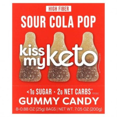 Kiss My Keto, Gummy Candy, кислая кола, 8 пакетиков по 25 г (0,88 унции) / Леденцы | Аптека | V4.Ru: Маркетплейс