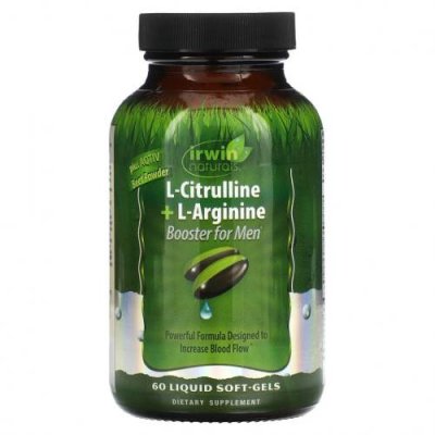 Irwin Naturals, L-цитруллин + L-аргинин, бустер для мужчин, 60 желатиновых капсул / L-цитруллин | Аптека | V4.Ru: Маркетплейс