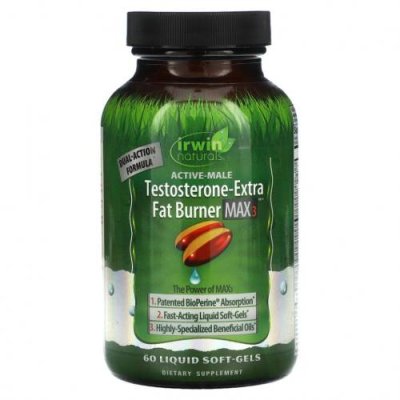 Irwin Naturals, Active-Male, Testosterone-Extra Fat Burner MAX 3, 60 мягких таблеток / Тестостерон | Аптека | V4.Ru: Маркетплейс