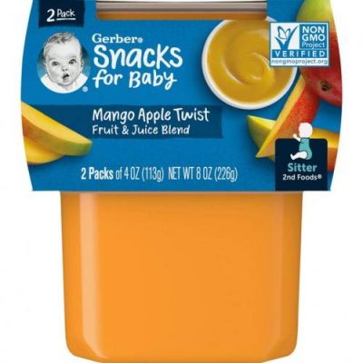 Gerber, Snacks For Baby, 2nd Foods, манго и яблоко, 2 пакетика, 113 г (4 унции) / Еда в пакетах, пюре и другие блюда | Аптека | V4.Ru: Маркетплейс