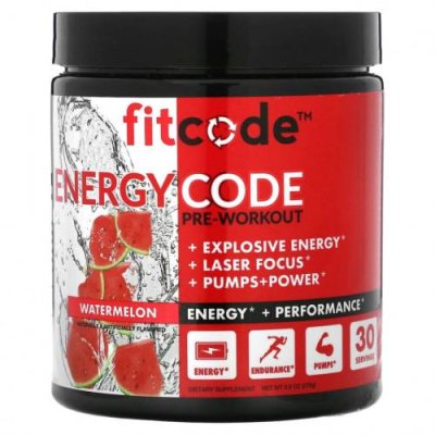 FITCODE, Energy Code, перед тренировкой, арбуз, 279 г (9,8 унции) / Стимуляторы | Аптека | V4.Ru: Маркетплейс