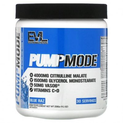 EVLution Nutrition, PumpMode, Blue Raz, 258 г (9,1 унции) / L-цитруллин | Аптека | V4.Ru: Маркетплейс