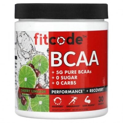 FITCODE, BCAA, вишневый лаймад, 5 г, 249 г (8,8 унции) / BCAA | Аптека | V4.Ru: Маркетплейс