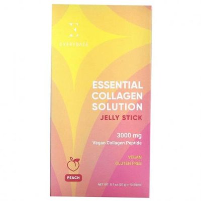 Everydaze, Желе-стик Essential Collagen Solution, персик, 3000 мг, 10 стиков по 20 г (0,7 унции) / Коллаген, добавки | Аптека | V4.Ru: Маркетплейс