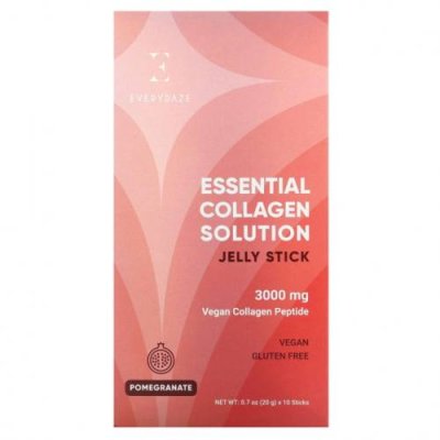 Everydaze, Essential Collagen Solution, желе в стиках, гранат, 3000 мг, 10 стиков по 20 г (0,7 унции) / Коллаген, добавки | Аптека | V4.Ru: Маркетплейс