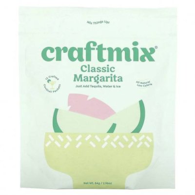 Craftmix, Пакетики для коктейлей, классическая маргарита, 12 пакетиков, 84 г (2,96 унции) / Напитки | Аптека | V4.Ru: Маркетплейс