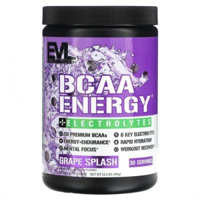 EVLution Nutrition, BCAA Energy Plus, электролиты, со вкусом винограда, 345 г (12,2 унции) / BCAA | Аптека | V4.Ru: Маркетплейс