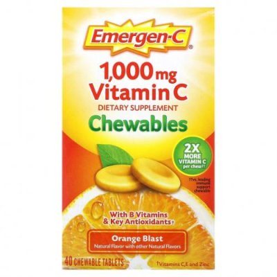 Emergen-C, Жевательные таблетки с витамином C, апельсиновый сок, 500 мг, 40 жевательных таблеток / Витамин С | Аптека | V4.Ru: Маркетплейс