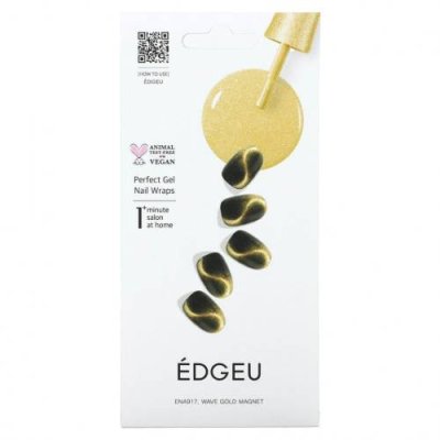 Edgeu, Perfect Gel Nail Wraps, ENA917, Wave Gold Magnet, набор из 16 полосок / Лаки и дизайны для ногтей | Аптека | V4.Ru: Маркетплейс