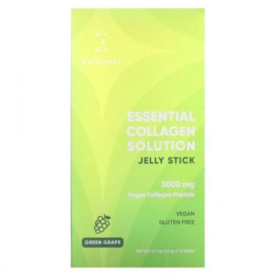 Everydaze, Essential Collagen Solution, желе в стиках, зеленый виноград, 3000 мг, 10 стиков по 20 г (0,7 унции) / Коллаген, добавки | Аптека | V4.Ru: Маркетплейс