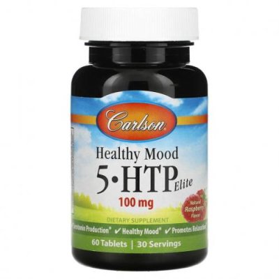 Carlson, Healthy Mood, 5-HTP Elite, натуральная малина, 50 мг, 60 таблеток / 5-HTP (гидрокситриптофан) | Аптека | V4.Ru: Маркетплейс