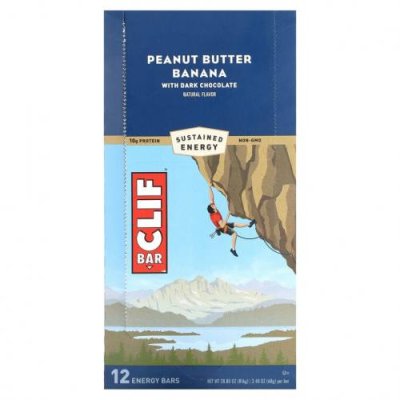 Clif Bar, Energy Bar, арахисовая паста и банан с темным шоколадом, 12 батончиков по 68 г (2,40 унции) / Энергетические батончики | Аптека | V4.Ru: Маркетплейс