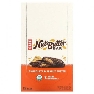 Clif Bar, Батончик с органическим ореховым маслом, шоколад и арахисовая паста, 12 батончиков, 50 г (1,76 унции) / Энергетические батончики | Аптека | V4.Ru: Маркетплейс