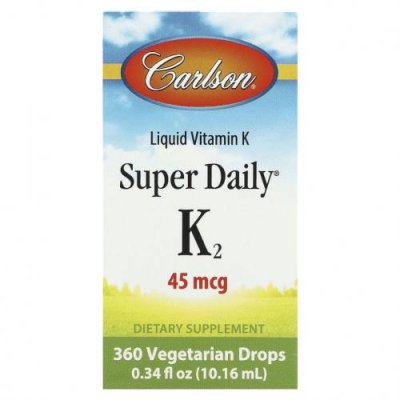 Carlson, Liquid Vitamin K, Super Daily K2, 0.34 fl oz (10.16 ml) / Витамин К | Аптека | V4.Ru: Маркетплейс