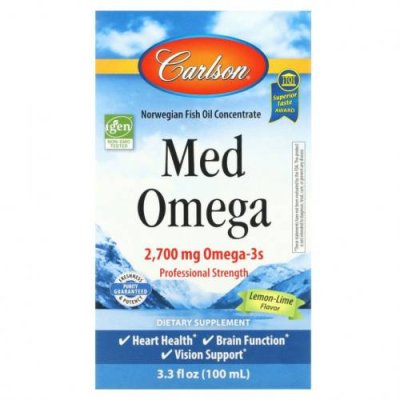 Carlson, Med Omega, вкус лимона и лайма, 2 700 мг, 3,3 ж. унц.(100 мл) / Рыбий жир омега-3 | Аптека | V4.Ru: Маркетплейс