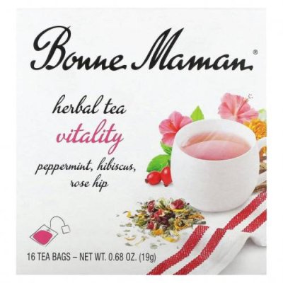 Bonne Maman, Herbal Tea, Vitality, без кофеина, 16 чайных пакетиков, 19 г (0,68 унции) / Травяной чай | Аптека | V4.Ru: Маркетплейс