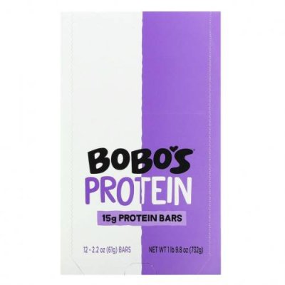 Bobo's Oat Bars, Protein Bars, миндальная паста с двойным шоколадом, 12 батончиков, 61 г (2,2 унции) / Батончики для перекуса | Аптека | V4.Ru: Маркетплейс