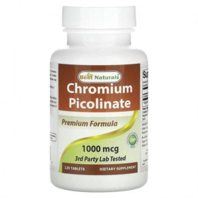 Best Naturals, Chromium Picolinate, 1000 mcg , 120 Tablets / Хром | Аптека | V4.Ru: Маркетплейс