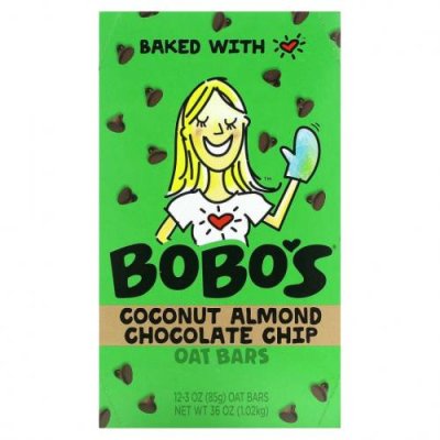 Bobo's Oat Bars, Кокос и миндаль с шоколадной крошкой, 12 батончиков, по 85 г (3 унции) / Батончики для перекуса | Аптека | V4.Ru: Маркетплейс