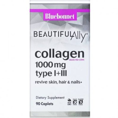 Bluebonnet Nutrition, Beautiful Ally, Collagen Type I+III, 1,000 mg, 90 Caplets / Коллаген, добавки | Аптека | V4.Ru: Маркетплейс