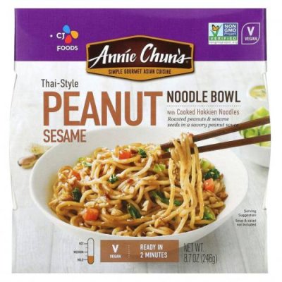 Annie Chun's, Noodle Bowl, арахис и кунжут по-тайски, неострый, 246 г (8,7 унции) / Готовые блюда | Аптека | V4.Ru: Маркетплейс